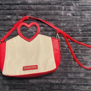 Juicy Couture Cream and Red Heart-Handle Crossbody Bag